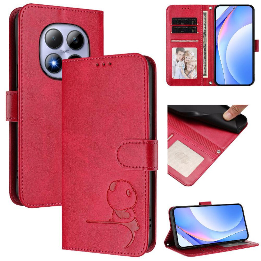 (Rose ) Phone Case For Xiaomi Mi Note 15 Pro 4G Pu Leather Rfid Blocking Card Slots Holder Kickstand Flip Folio Magnetic Red 764563366286