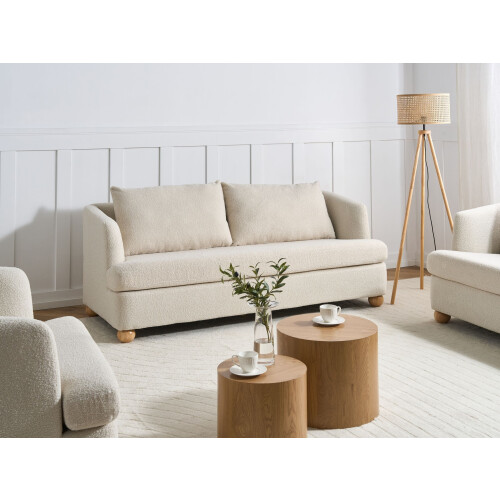 Beliani Sofa 3 Seater RATTVIK Boucle Off-White 1