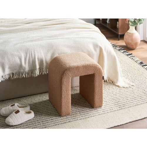 Beliani Pouffe ESTES Boucle Light Brown 1