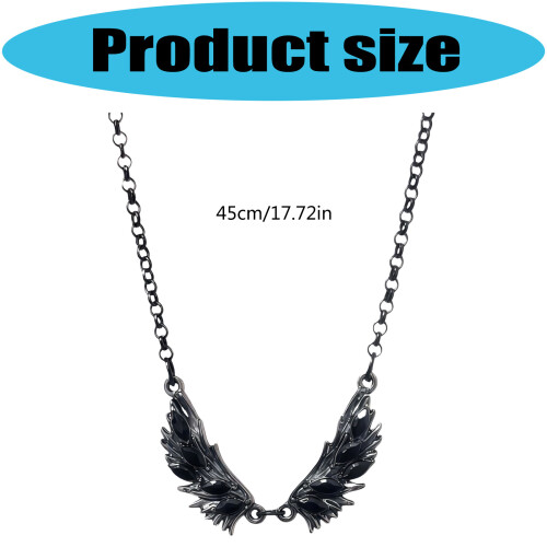 Collier aile d'ange noir moderne, accessoire de bijoux tendance 2