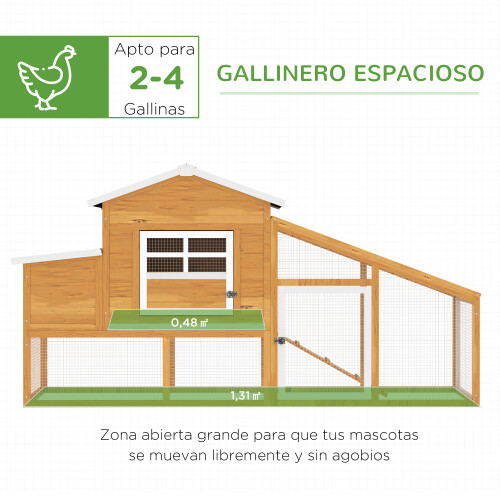 PawHut Gallinero Exterior Marrón 200 x 80 x 105 cm 1