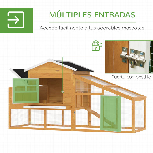 PawHut Gallinero Exterior Marrón 200 x 80 x 105 cm 2