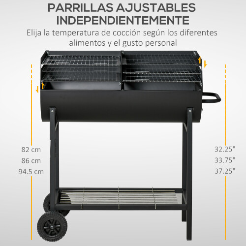 Outsunny Barbacoa de Carbón Negro 90 x 45 x 96 cm 1