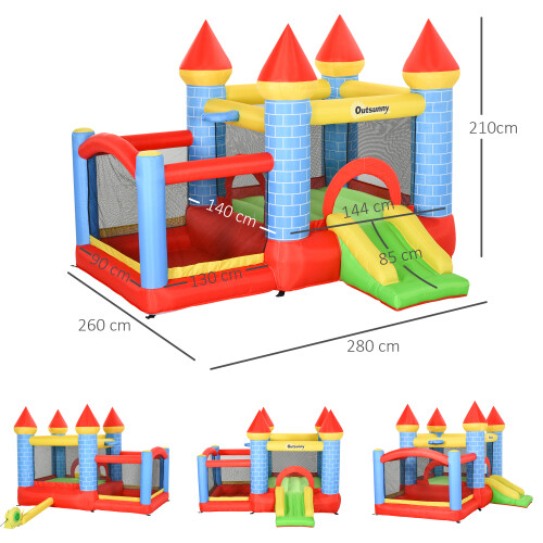 Outsunny Castillo Inflable Infantil Multicolor 280 x 260 x 210 cm 2