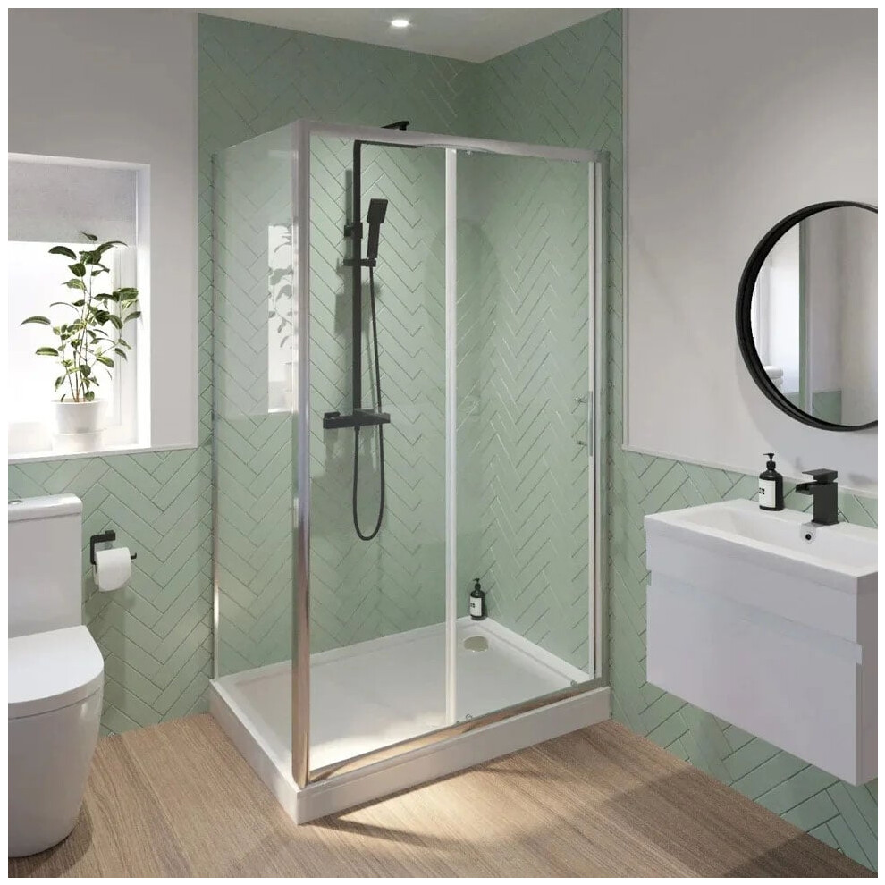 Luxura Sliding Shower Enclosure 1200 X 700Mm With Easy Plumb Tray - 6Mm 5056467221750