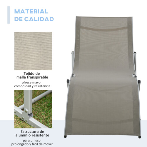 Outsunny Conjunto de Tumbona Gris 165 x 61 x 63 cm 1