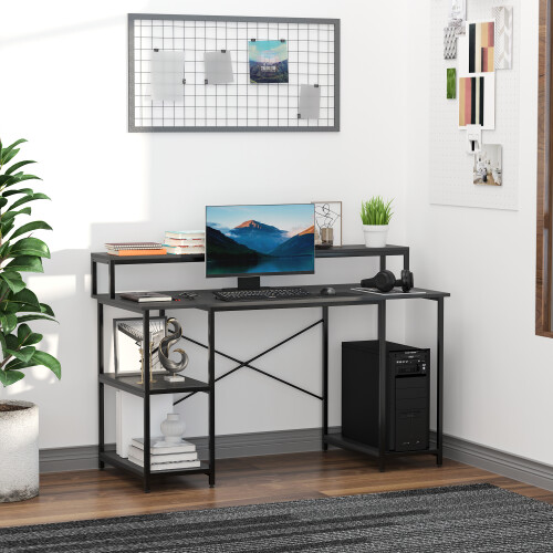 Homcom Mesa para Computadora Negro 140 x 60 x 93 cm 2