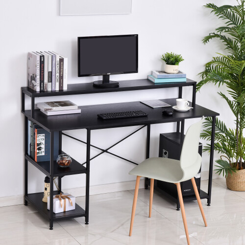 Homcom Mesa para Computadora Negro 140 x 60 x 93 cm 1