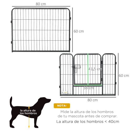 PawHut Parque para Perros Negro 80 x 60 cm 2