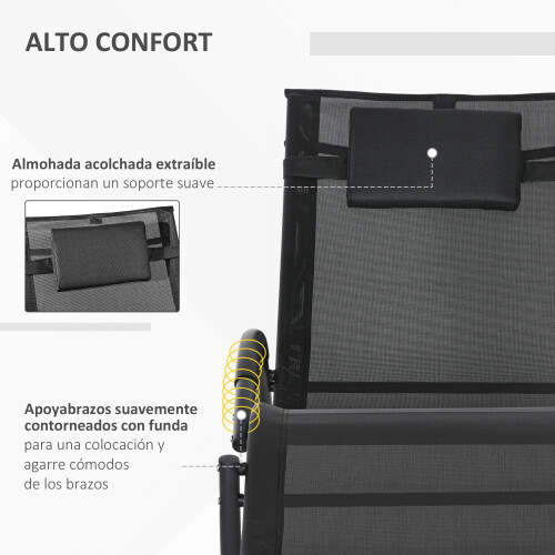 Outsunny Mecedora de Exterior Negro 155 x 61 x 88 cm 1