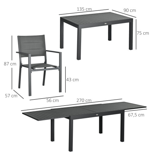 Outsunny Conjunto de Jardín Gris 270 x 90 x 75 cm 2