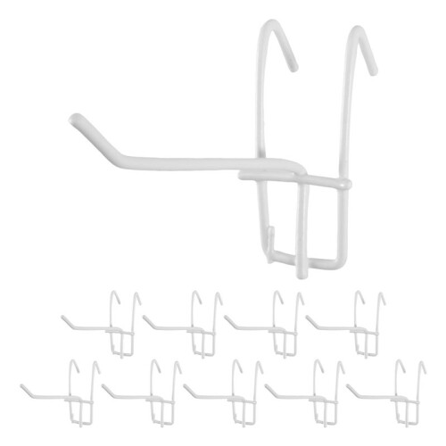 10 Pcs 3.9inch Long White Metal Store Grid Wall Bracket Display Hooks 1