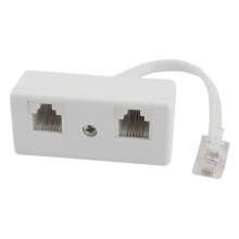 6P4C RJ11 Male to Dual Female Telephone Splitter Connector Adapter