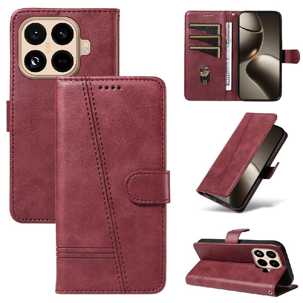 () Filp Case For Xiaomi 15T Pro With Credit Card Slot Detachable Bracelet Pressed Pu Leather Wallet Phone Case Black 764563366521