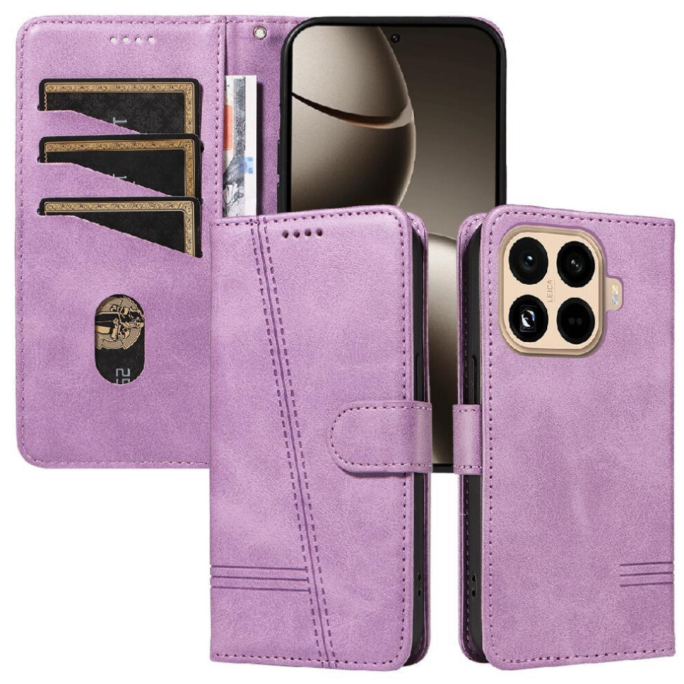 Photos - Case  Filp  For Xiaomi 15T Pro With Credit Card Slot Detachable Black Bracelet Pressed PU Leather Wallet Phone 