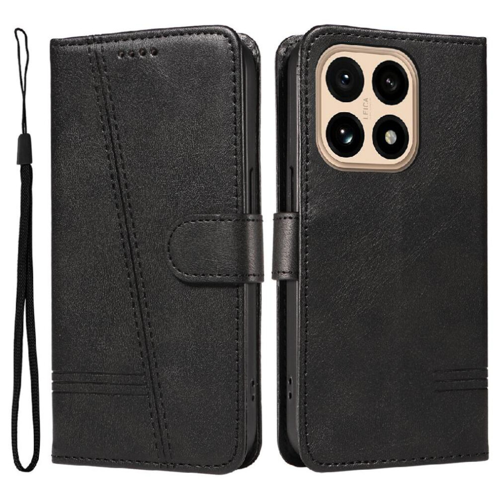 () Filp Case For Xiaomi 15T Detachable Bracelet Wallet Phone Case With Credit Card Slot Pressed Pu Leather Black 764563366613