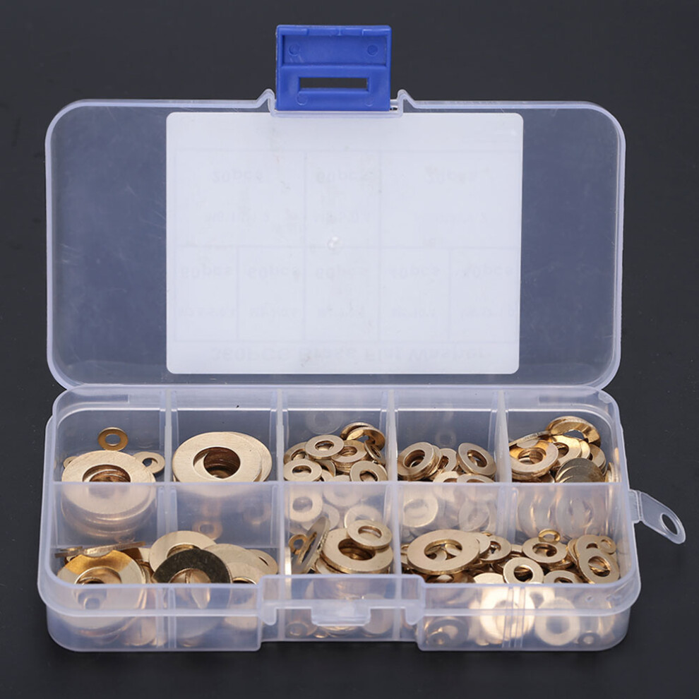 Heavy Duty Brass Flat Washers 360Pcs M2-M10 Metal Gasket Ring Kit For Australia 5001393775761