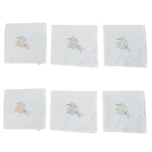 Farbiges, mit Blumen besticktes Taschentuch mit-6 Artikel