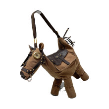 Crossbodytas met grappige paardenvorm Canvas-Bruin