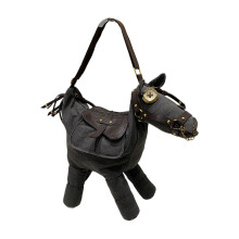 Crossbody tas in de vorm van een grappig paard Canvas-Grijs