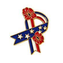 Beautiful Patriotic Flower Ribbon Brooch for Special-Gold-color
