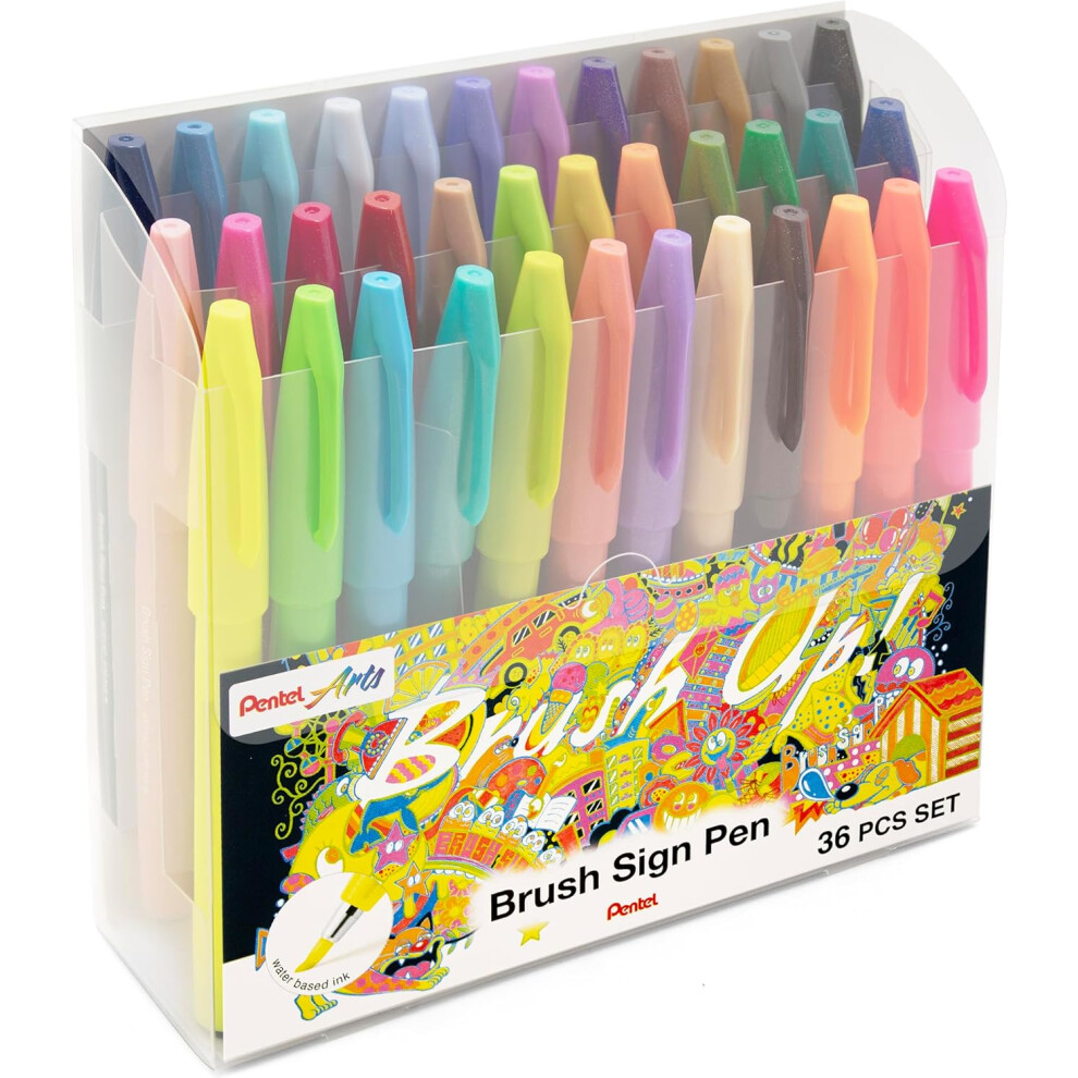 Pentel Brush Sign Pen Ses15c Gift Set Of 36 Pens