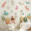 (Medium (3m X 2.4m)) Happy Dogs Wall Mural - Pink 1