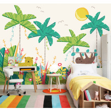 (Large (3.5m X 2.8m)) Jungle Animals - Green