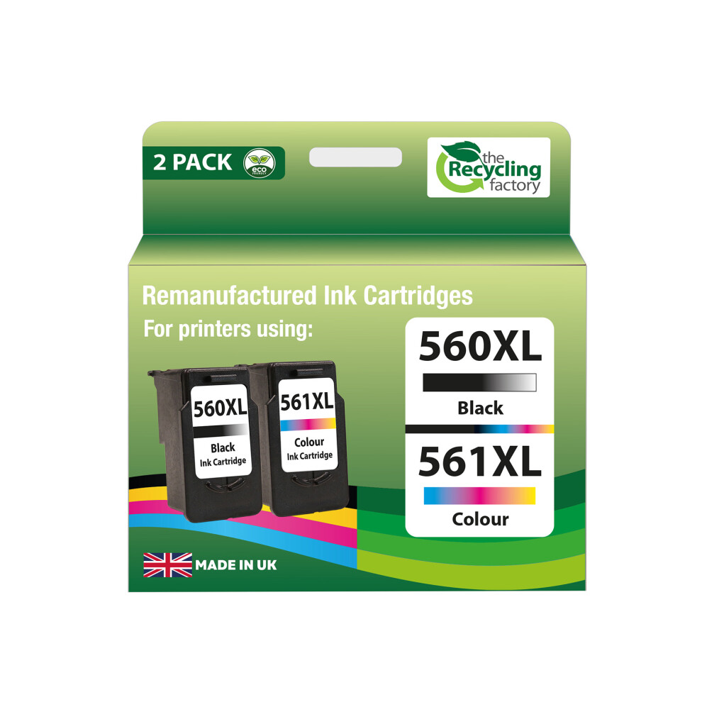 Trf Eco-Friendly Pg-560 Xl & Cl-561 Xl 2 Pack Black & Colour Inkjet Cartridges Black,Multicoloured 5032658123102