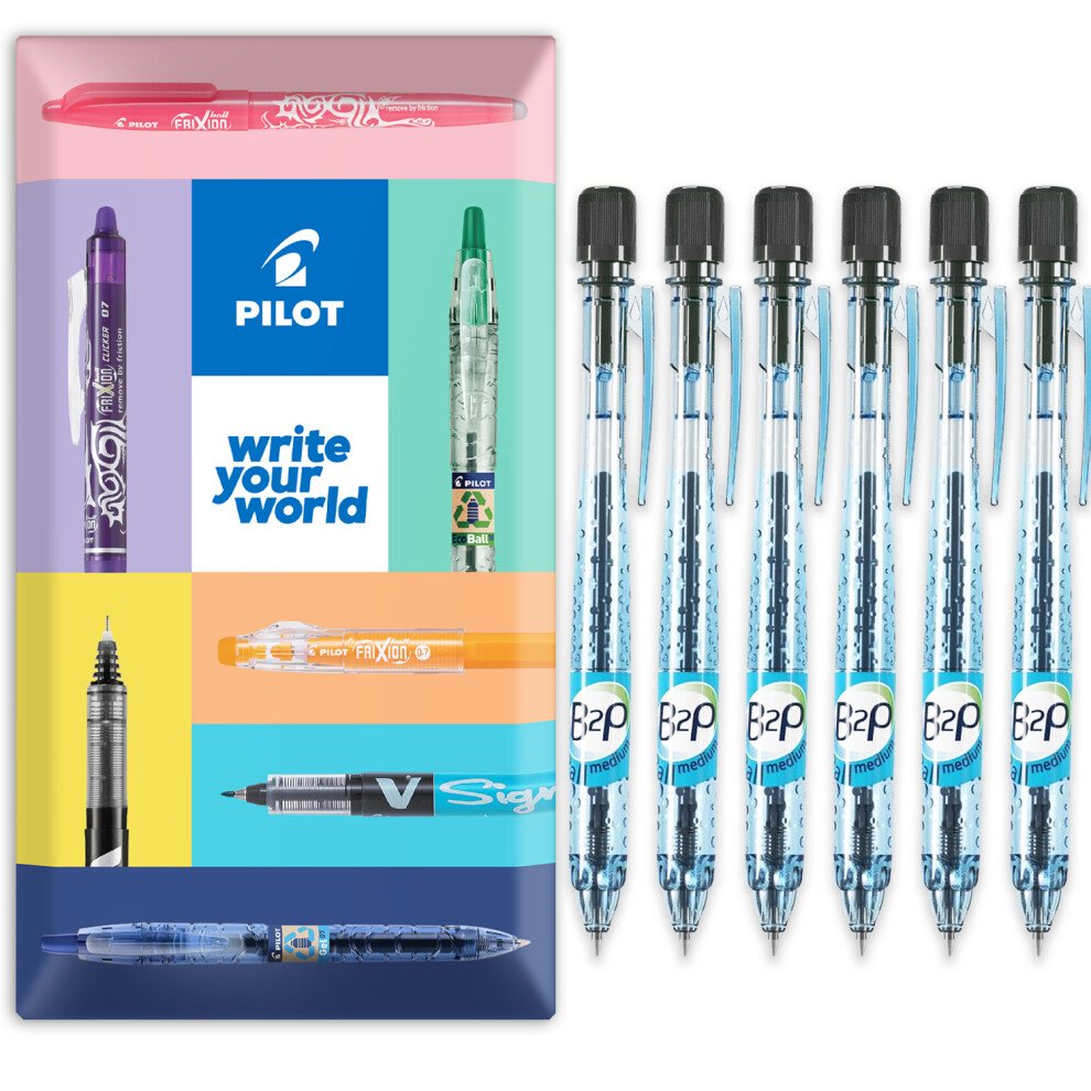 Pilot B2p Retractable Ballpoint Pen 1.0Mm Pack Of 6 Black