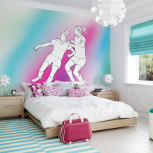 (Large (3.5m X 2.8m)) Girls Playing Football Blue