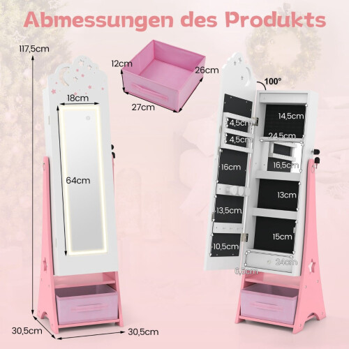 Dětská šperkovnice se zrcadlem a LED světly 1