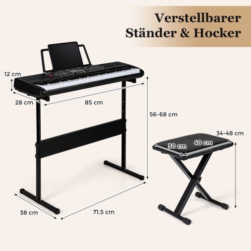 61-tasters elektronisk keyboardsett med justerbart stativ 1