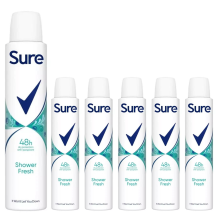 6 x 200ml Sure Shower Fresh 48H Anti-perspirant Ladies Deodorant Spray