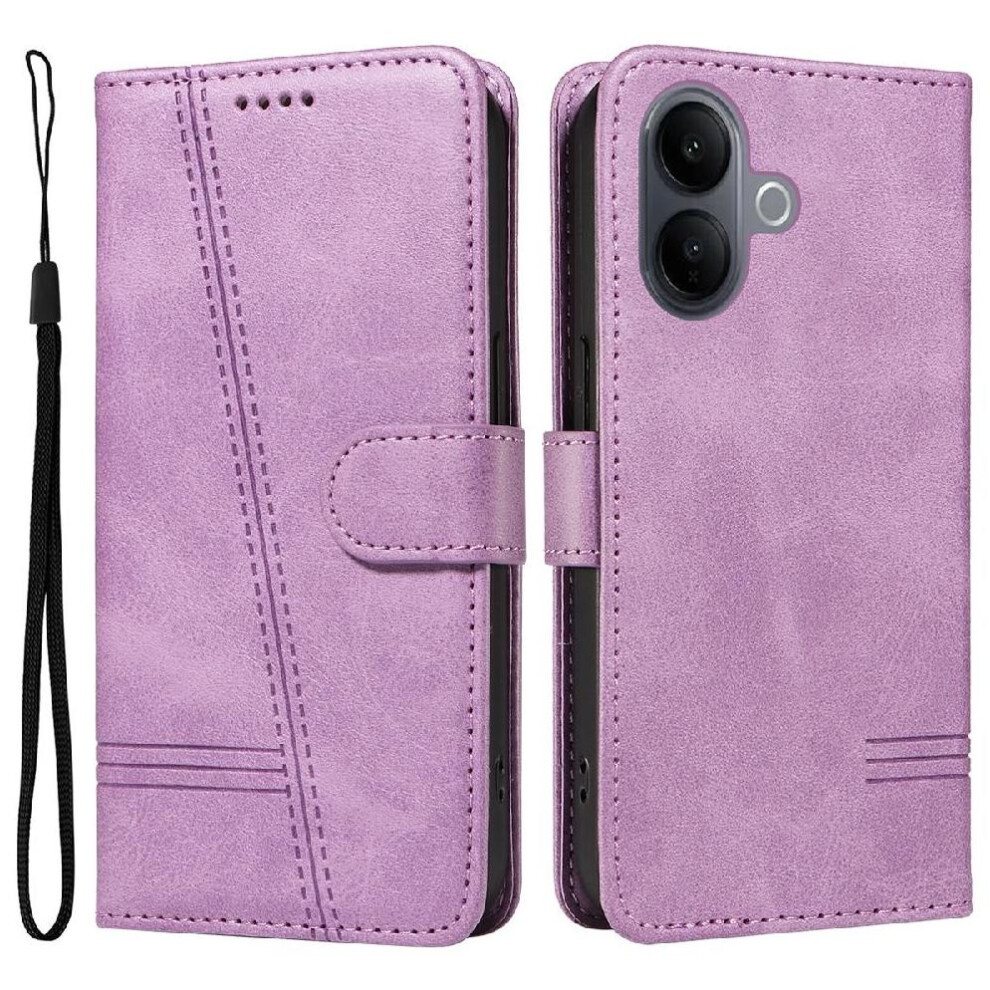 Photos - Case Flip  for VIVO V60 Lite Wallet Phone  with Credit Card Slot Pressed PU Leather Detachable Black Bracelet