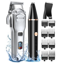 oneisall Dog Clippers & Paw Trimmer 3 in 1 Grooming Kit, Dog Clippers Professional for Thick Hair with Stainless Steel Blade, IPX7 Waterproof,Low Nois