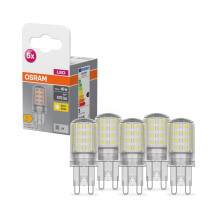 OSRAM Star PIN LED bulb for G9 base, clear glass, warm white (2700K), 470 lumens, replacement for traditional 40W replacement, bulbs, not dimmable, pa