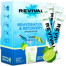 Revival Rapid Rehydration Sachets Electrolytes Powder High Strength Vitamin C, B1, B3, B5, B12 Supplement Sachet Energy Drink, Effervescent Electrolyt