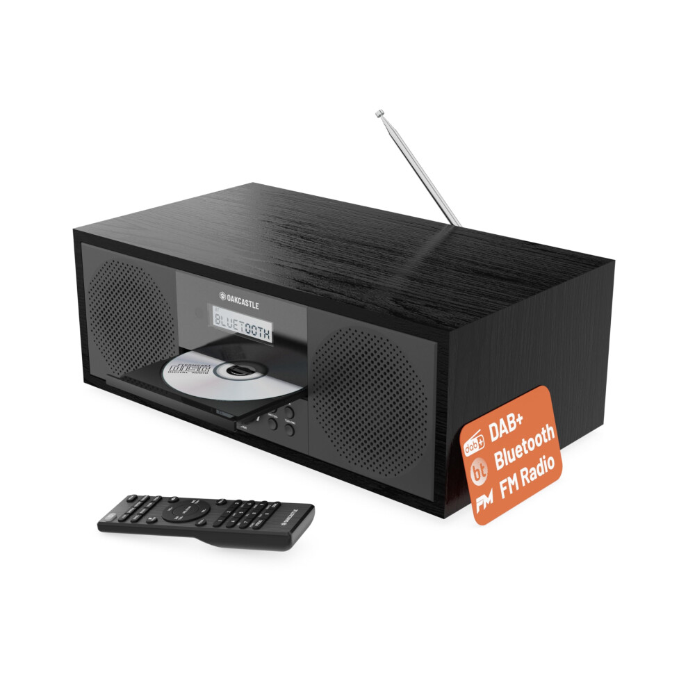 Bluetooth Dab+ Radio & Cd Player | Mains Powered 60 Watt Stereo Hifi System For Home | Inbuilt Speakers, Led Display | Dual Alarm, 20 Presets & Fm | U 5056444108586