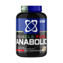 USN Muscle Fuel Anabolic All-In-One Muscle Mass Gainer, Cookies & Cream Flavour - 2kg, 54g Protein Powder, 5g Creatine Powder & 5g BCAAs For Maximum M