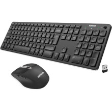 Arteck 2.4G Wireless Keyboard and Mouse Combo Ultra Slim Full Size Keyboard and Ergonomic Mice for Computer Desktop PC Laptop and Windows 11/10/8/7 Bu