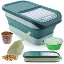 Wuciray Dog Cat Food Storage Container for dry food 5KG-10KG Airtight Folding Dog Food Bin Pet Food Storage Container with Lid Measuring Cup Scoop foo