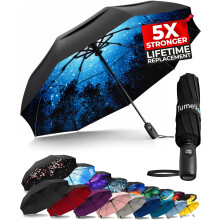 TUMELLA Strongest Windproof Travel Umbrella (Compact, Superior & Beautiful), Small Strong but Light Portable and Automatic Folding Rain Umbrella, Dura