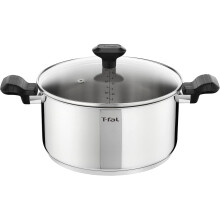 Tefal Comfort Max 24cm Stainless Steel Stewpot, Durable Casserole Dish with Glass Lid, Induction Compatible, Ergonomic Stay-Cool Handles, C9734604