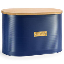 EHC Space Saving Extra Large Bread Box Bin With Wooden Lid