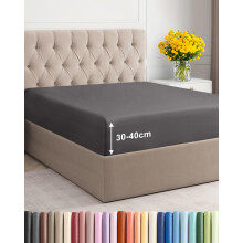 King Fitted Bed Sheet 150x200x40cm - Extra Deep Fitted Sheet for Mattresses up to 40 cm (16") - Soft Brushed Microfiber - Wrinkle, Shrinkage & Fade Re