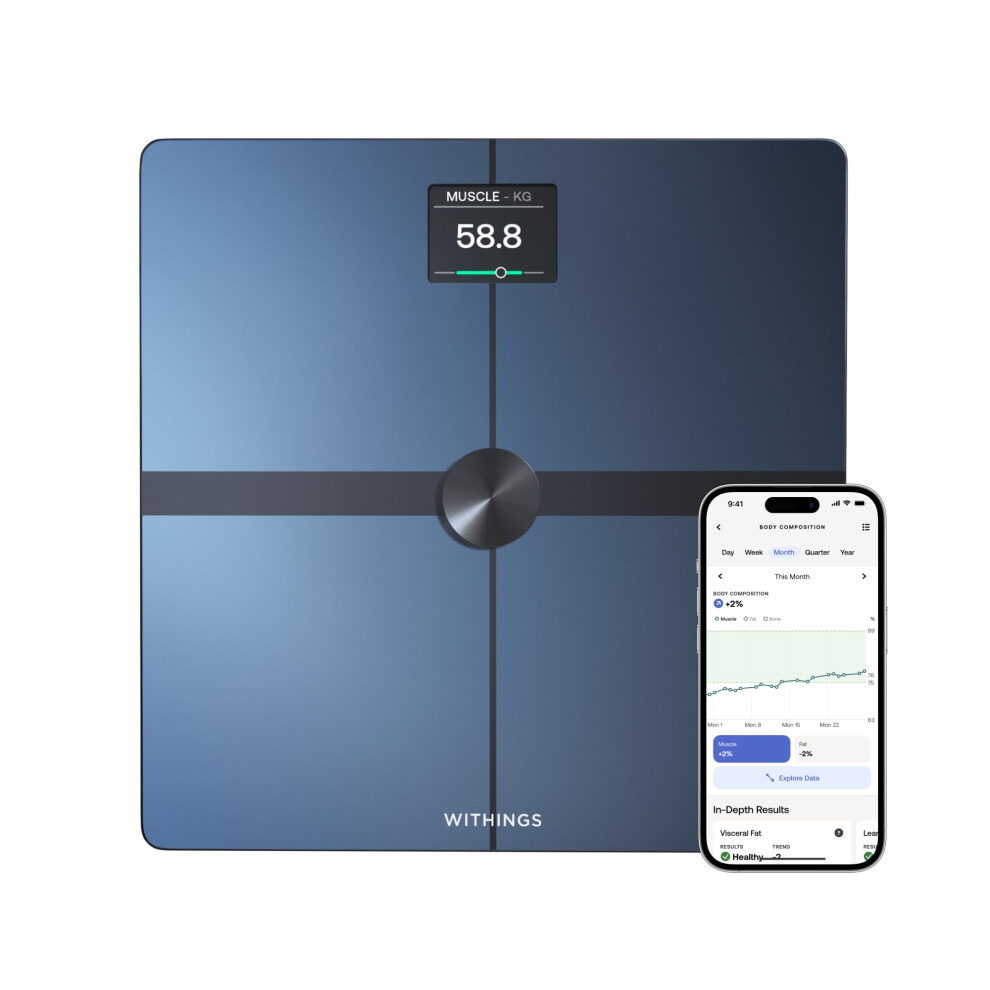 Withings Body Smart - Accurate Scale For Body Weight And Fat Percentage, Body Composition Scales Wi-Fi And Bluetooth Weight Scale, Apple Health / Goo