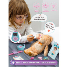 Lehoo Castle Doctors Set for Kids, 3 Year Old Girl Toys, Wooden Kids Doctors Kit with Nurses Costume, Toys for Girls 3+ Years(Pink)