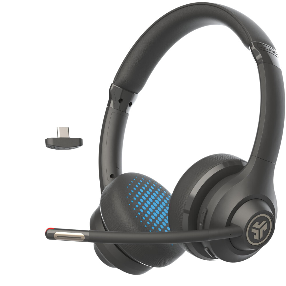 Jlab Go Work 2Nd Gen Wireless Headset With Microphone - 55+H Pc Bluetooth Headset Or Usb C Dongle, Noise Cancelling Mic, Multipoint, On Ear Wired Or W