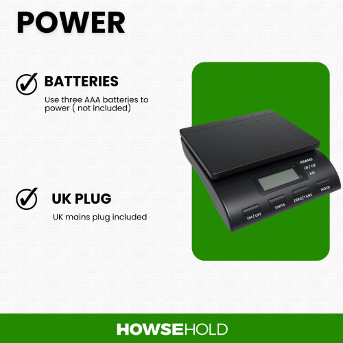Digital Postal Scale, Electronic Weighing Scale with LCD Display, Multiple Units (Grams, Kilograms, Pounds, Ounces), Zero/Tare Function, Hold Feature, 2
